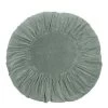 Round Velvet Cushion Ruffles Old Green 60cm