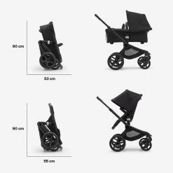 Bugaboo Fox5 Complete -Baby Products Sale Store Bugaboo Fox 5 bassinet seat stroller black chassis midnight black fabrics midnight black sun canopy x PV006272 06