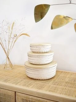 Wonder Basket Plus Bamboo Lid Small -Baby Products Sale Store image bisque 23059